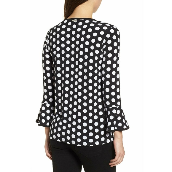 NEW Michael Kors Polka Dot Flare Sleeve Top Blouse - Picture 5 of 6
